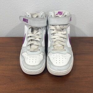 Nike Court Borough Mid 2 White and Purple High-Top Sneakers Classic Design
